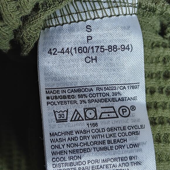 GAP Long Sleeve Waffle Raglan Thermal Top Size Small Army Green Pullover - Picture 6 of 7